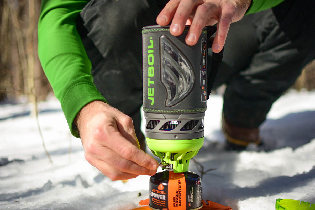 Jetboil Flash Réchaud portable à ébullition rapide de 1 l pour camping et randonnée avec allumage automatique en 1 étape, brûleur au propane/isobutane avec tasse de cuisson, Ocean Topo